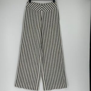Paul Costelloe Dressage Linen Stripe Wide Leg Palazzo‎ Pants Size 4 US
